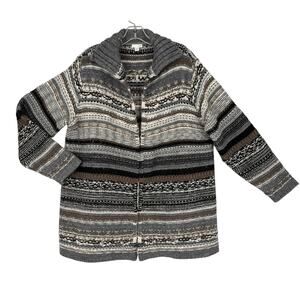 J Jill Open Cardigan Sweater Wool Alpaca Blend Nordic Large